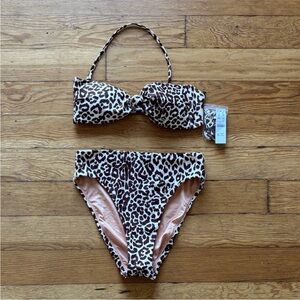 J. Crew Leopard Bandeau Bikini Set Small